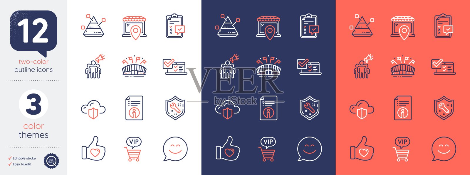 一套喜欢的手，体育竞技场和在线调查线图标。为设计。向量图标素材