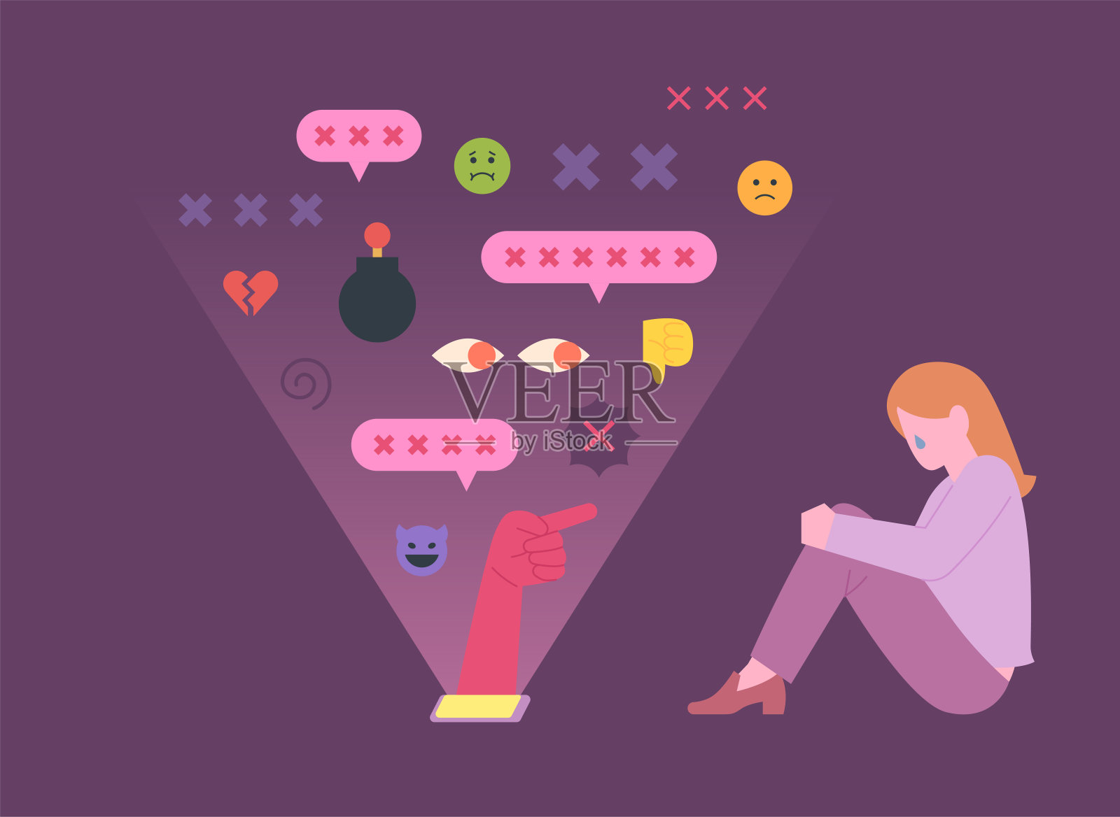 网络欺凌插画图片素材