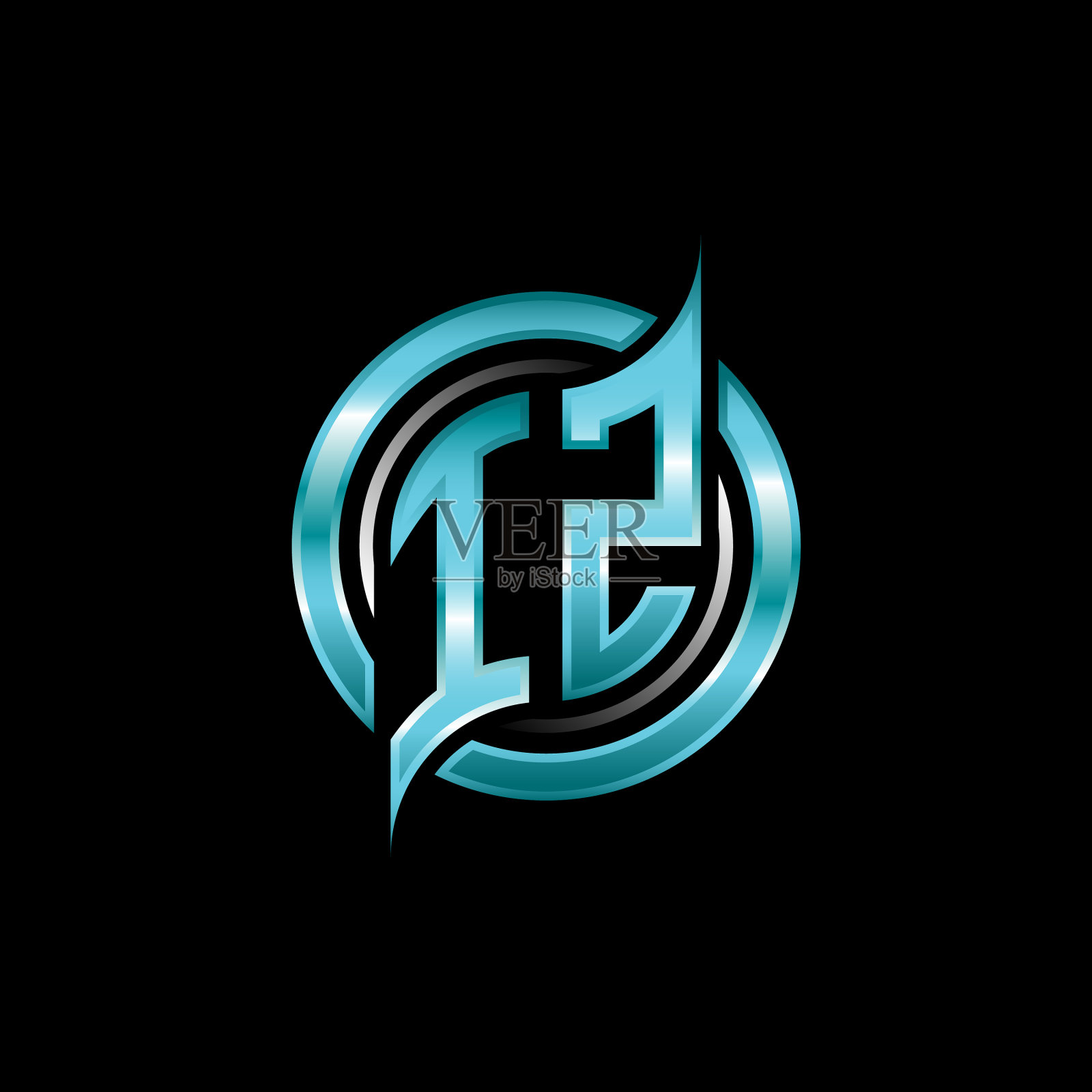 伊兹首字母组合标志圆形插画图片素材