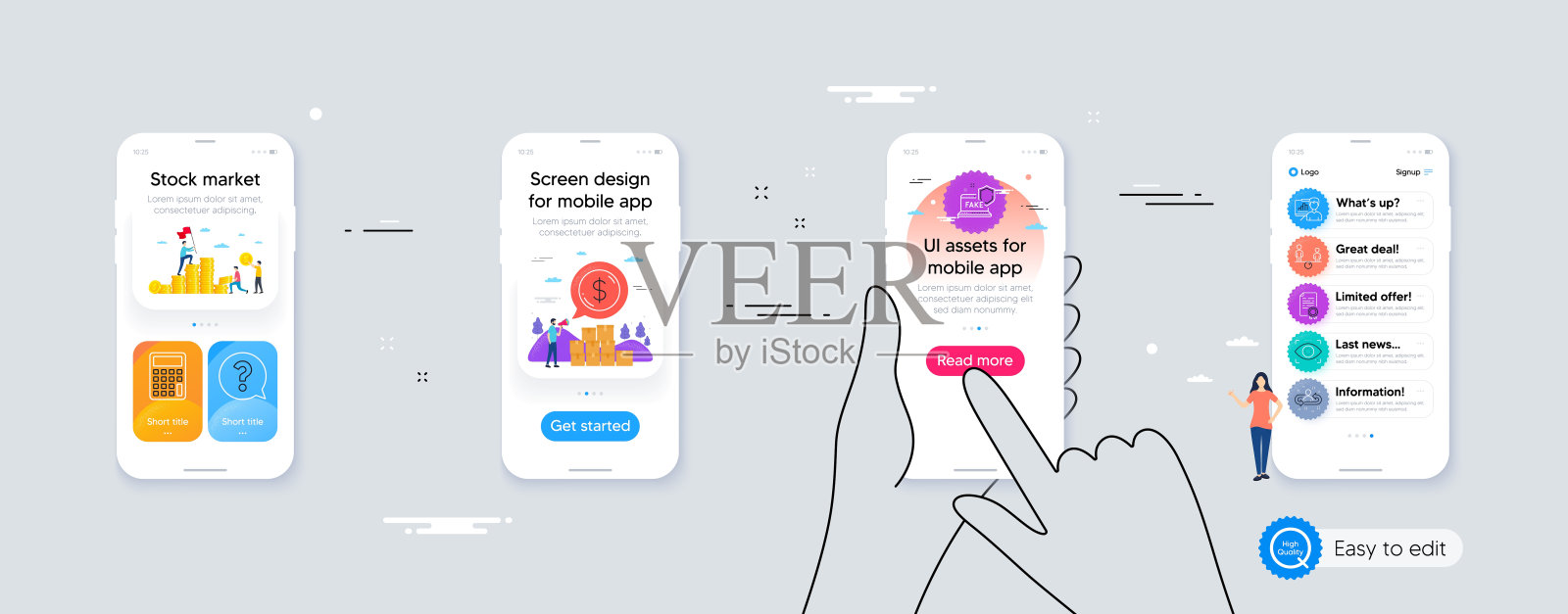 眼睛检测，权益和美元货币最小线图标。对于web应用程序，打印。向量插画图片素材