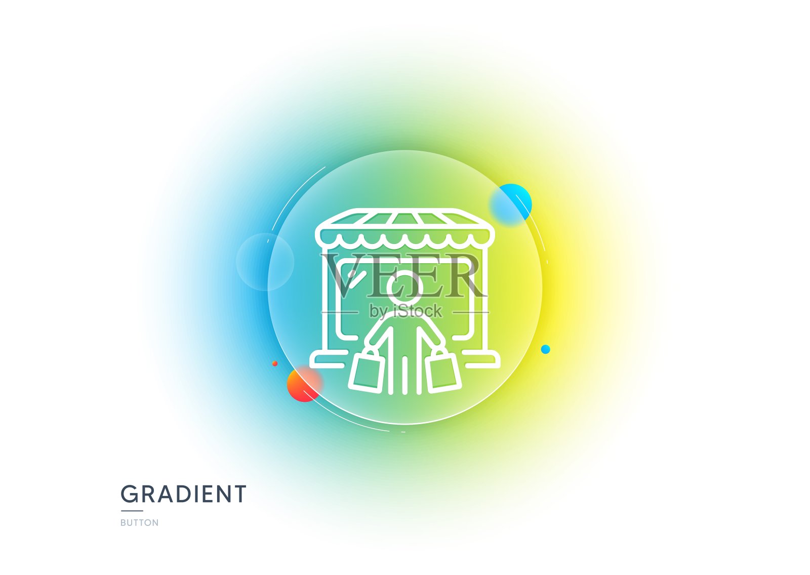 市场买家线图标。批发店客户签约。梯度模糊按钮。向量插画图片素材