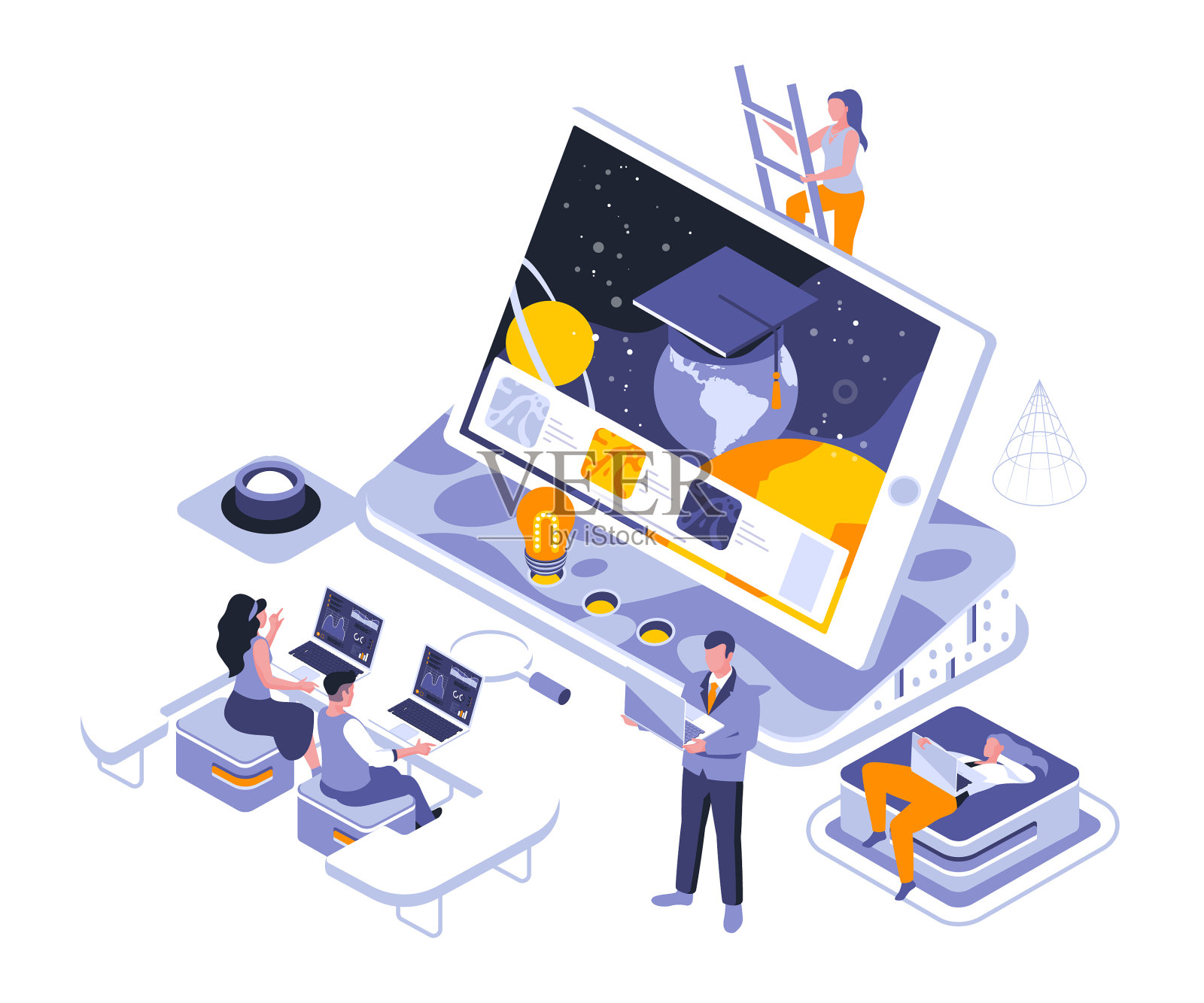 在线教育登录页面模板设计元素图片