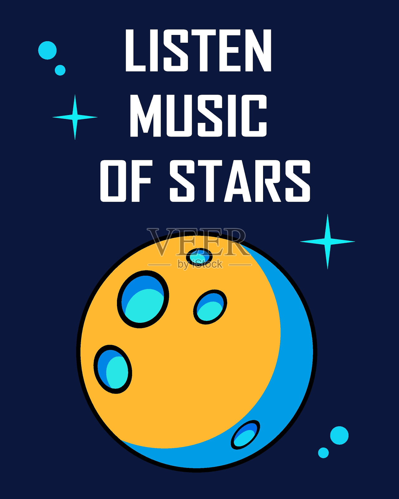 听音乐的明星标语海报插画图片素材