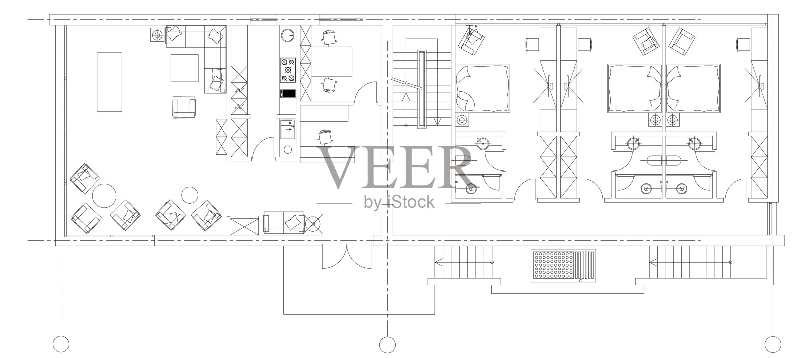 标准酒店家具符号设置使用于设计元素图片