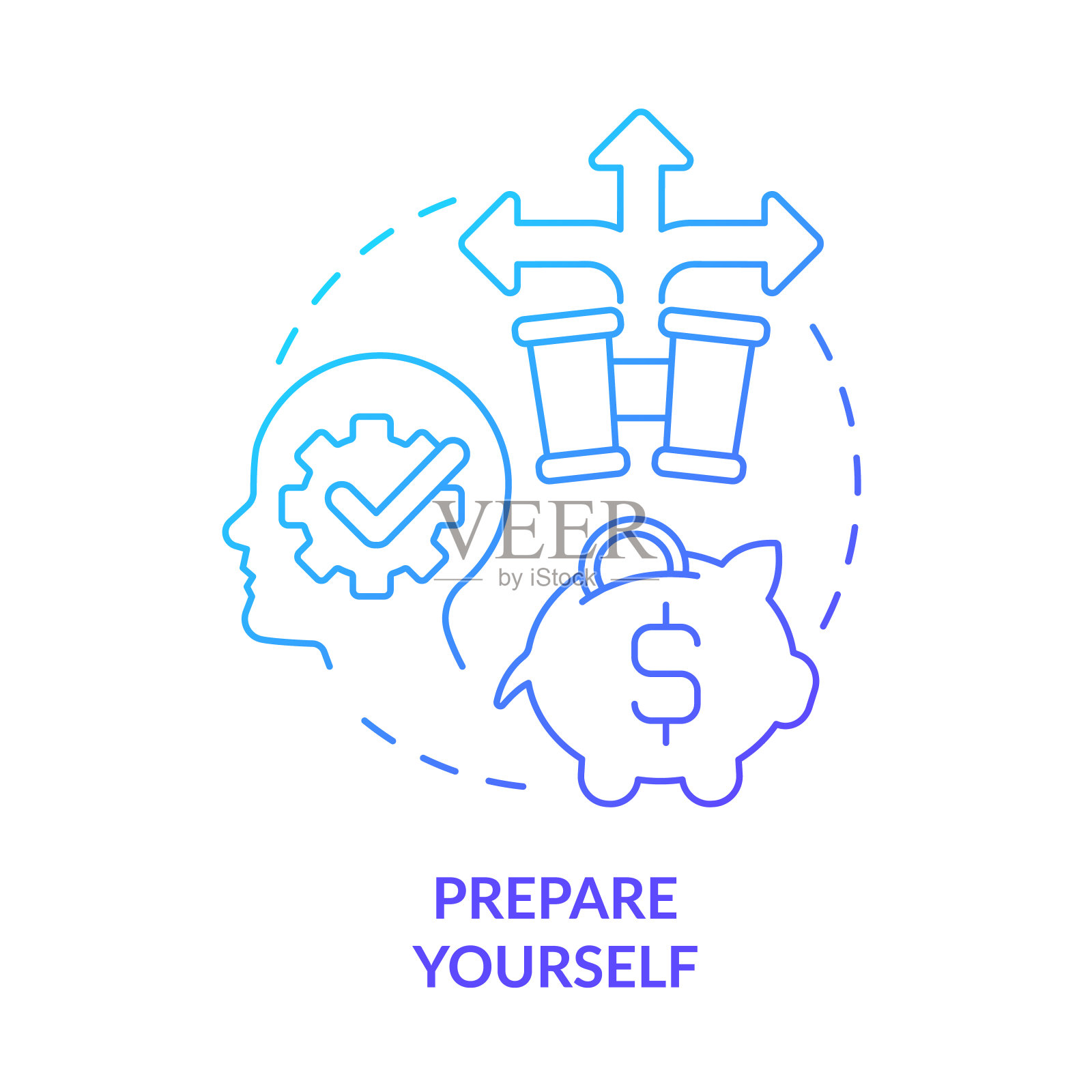 准备自己的蓝色渐变概念图标插画图片素材