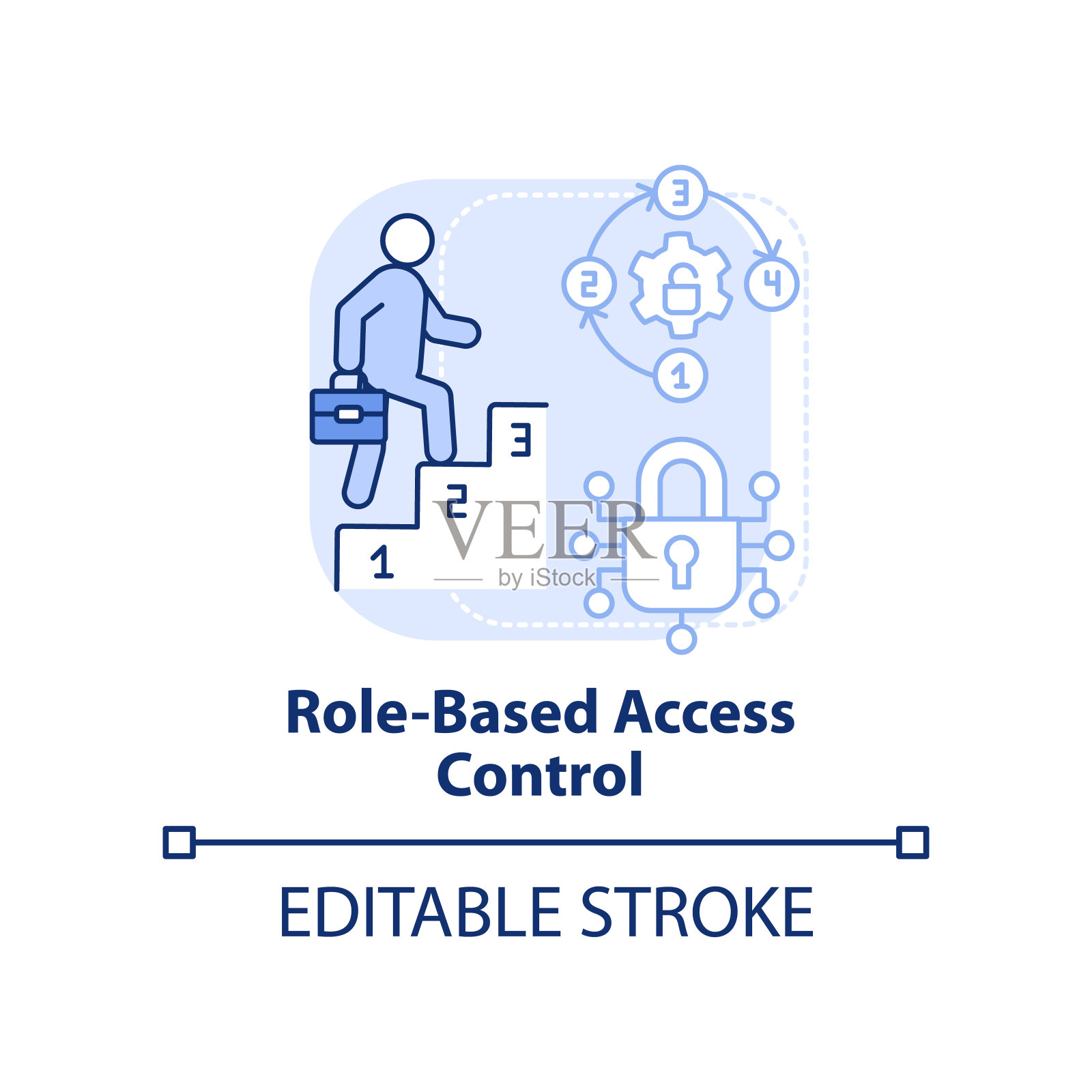 浅蓝色的基于角色的访问控制概念图标插画图片素材
