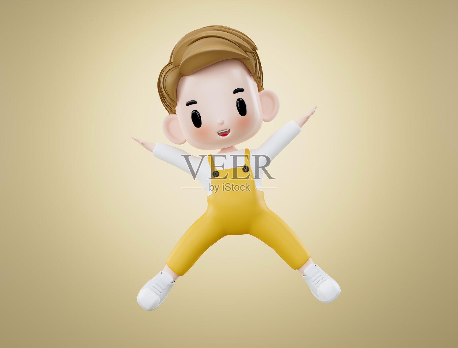 3 d演示。亚洲男孩高兴地跳了起来照片摄影图片