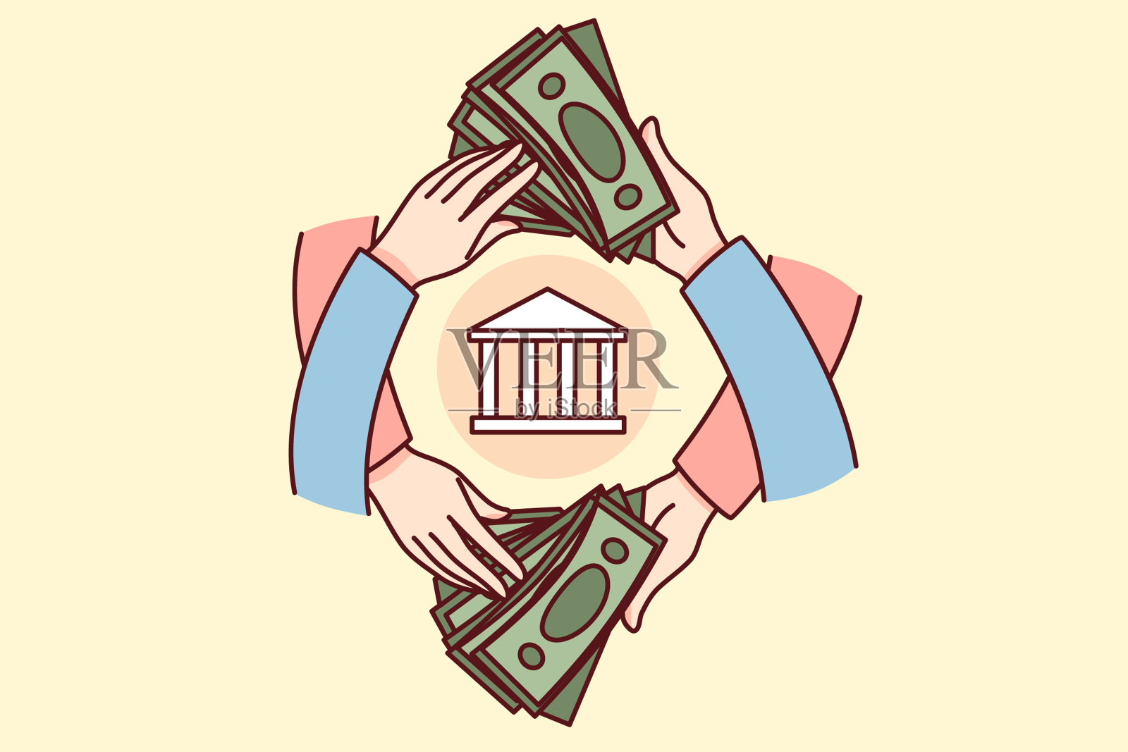 人们通过银行转账插画图片素材