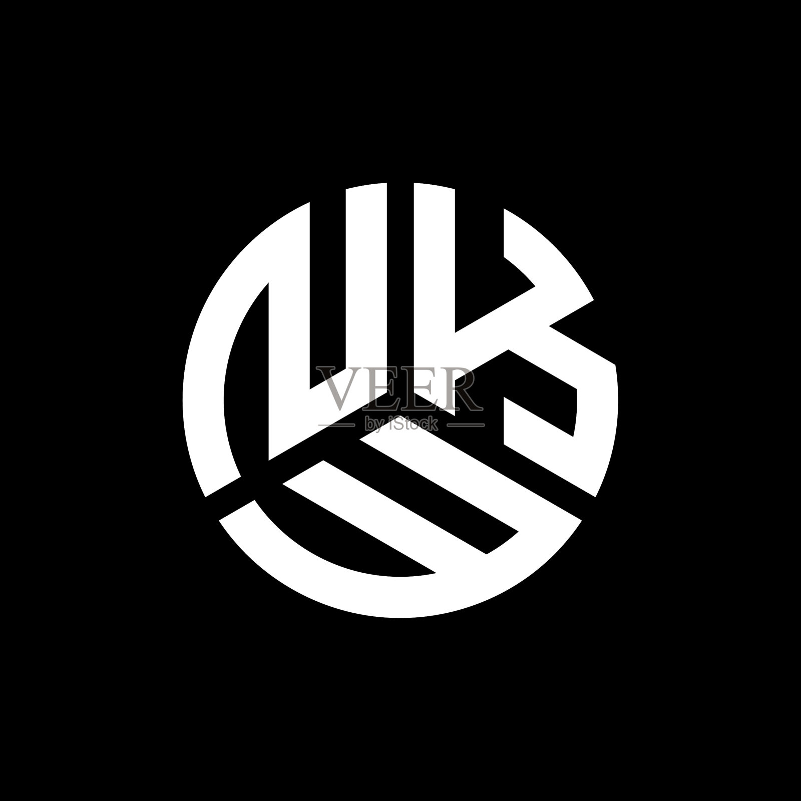 NKW字母标志设计，黑色背景NKW插画图片素材
