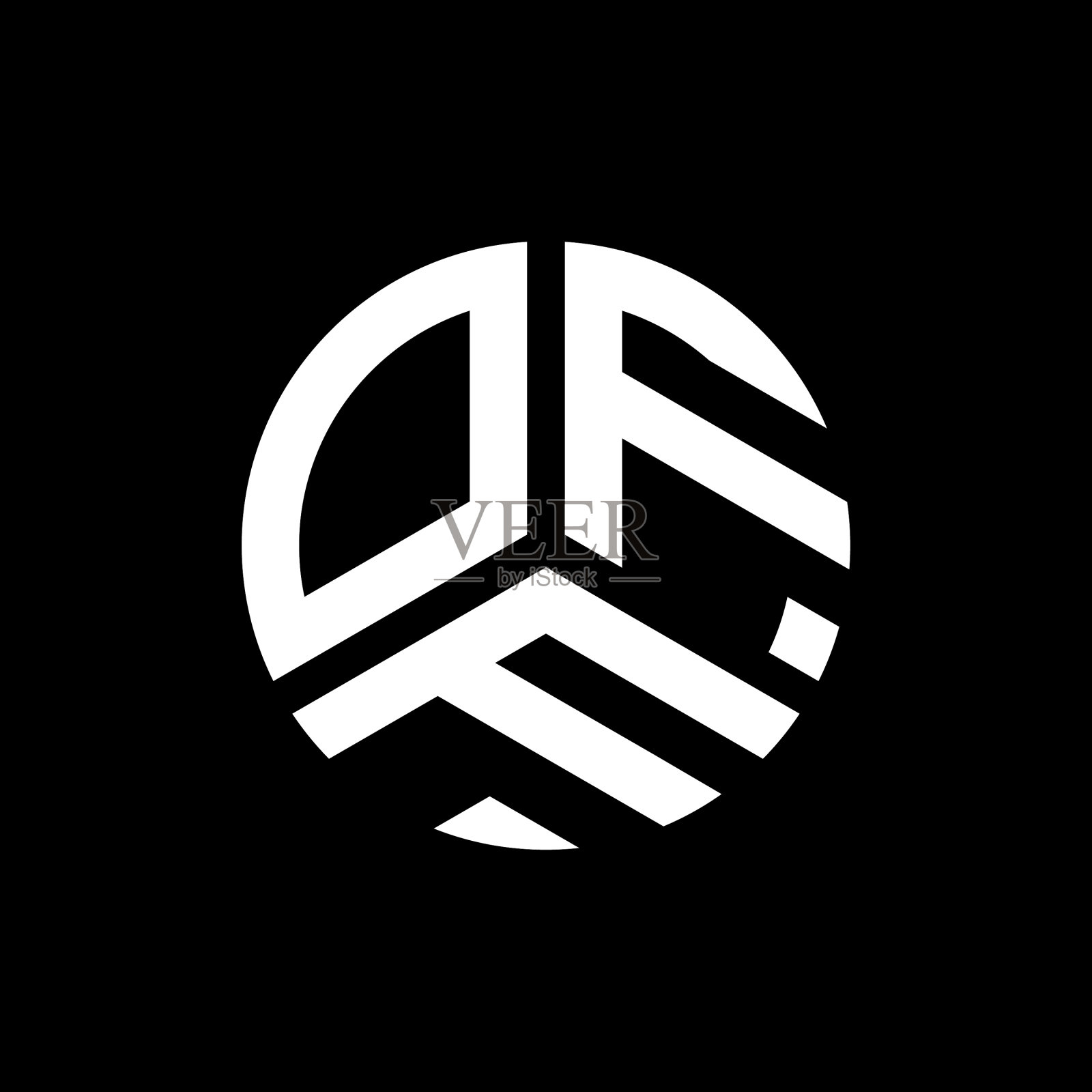 Off字母标志设计在黑色背景下Off插画图片素材