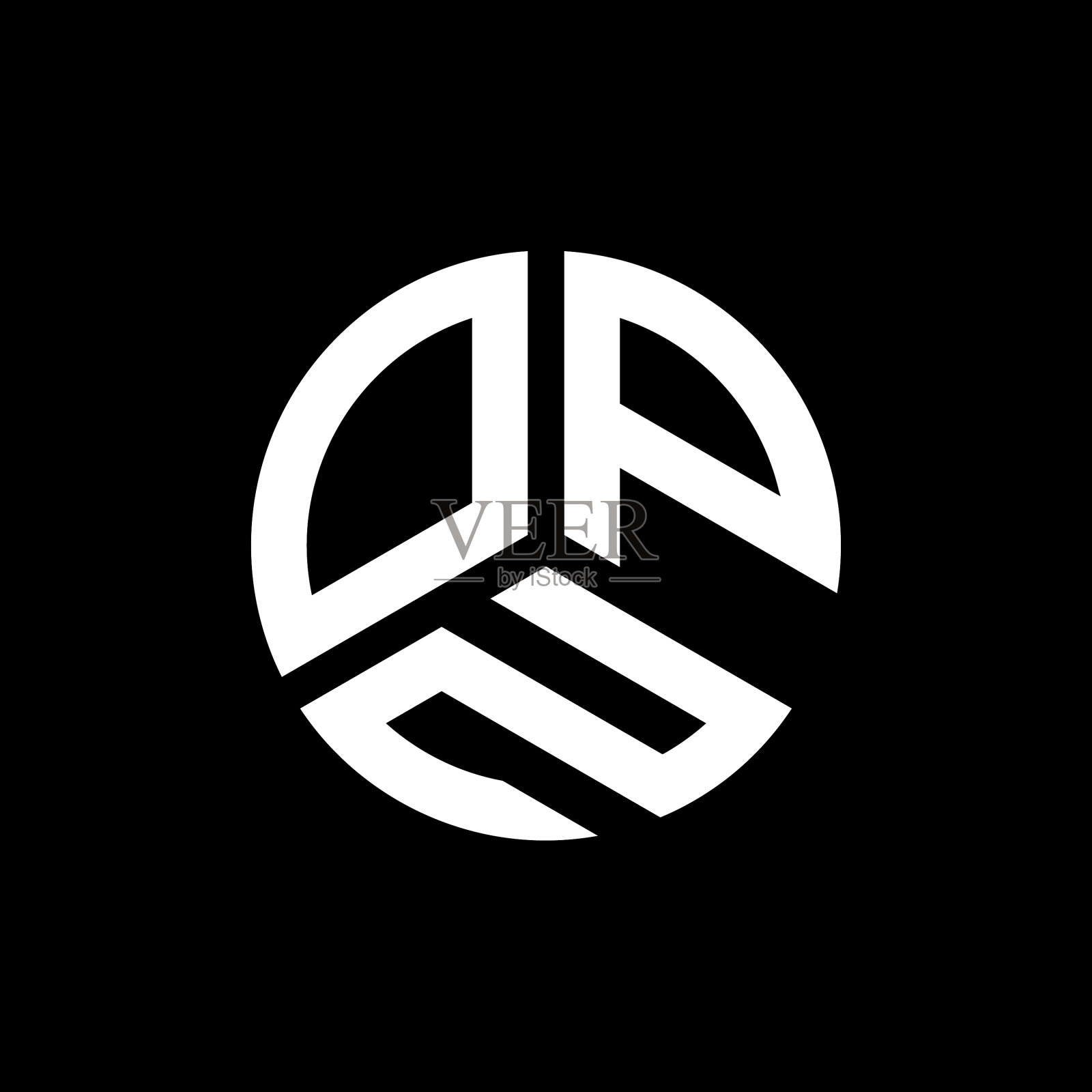 Opn字母标志设计上的黑色背景插画图片素材