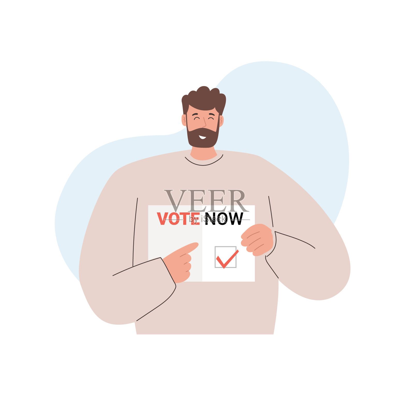 一名男子举着鼓励投票的纠葛。选举的概念插画图片素材