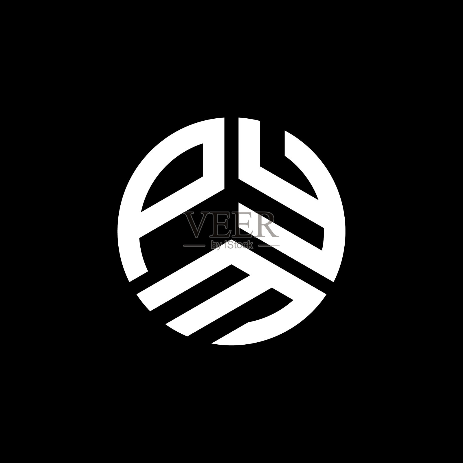 皮姆字母标志设计在黑色背景皮姆插画图片素材