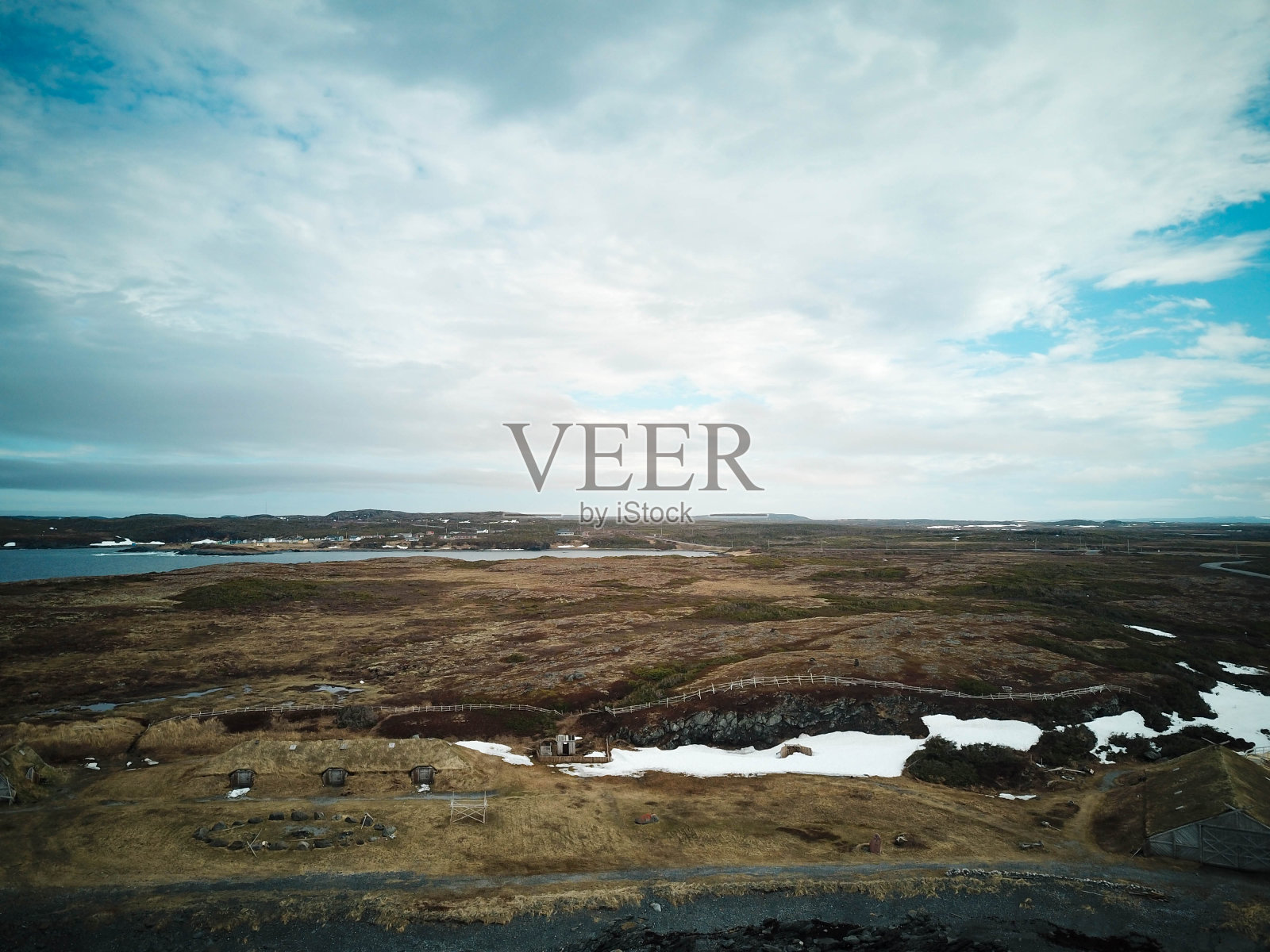 加拿大纽芬兰，安斯aux Meadows的航拍图像照片摄影图片