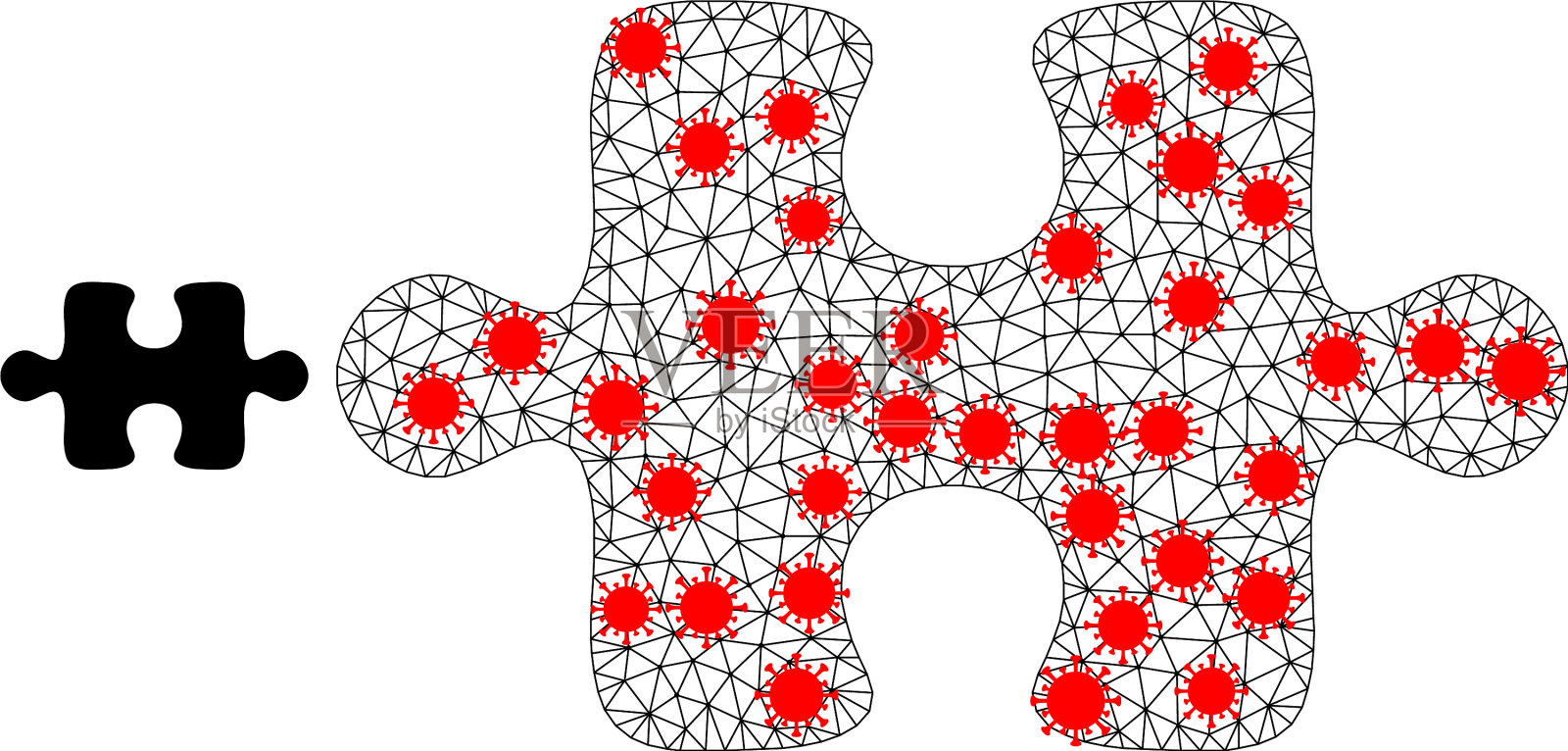 多边形胴体谜题项目图标与病毒插画图片素材