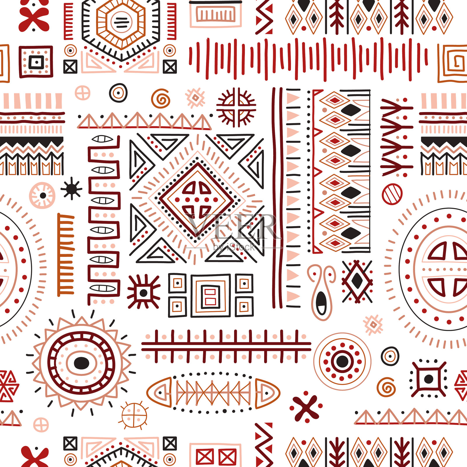 抽象非洲形状无缝背景插画图片素材