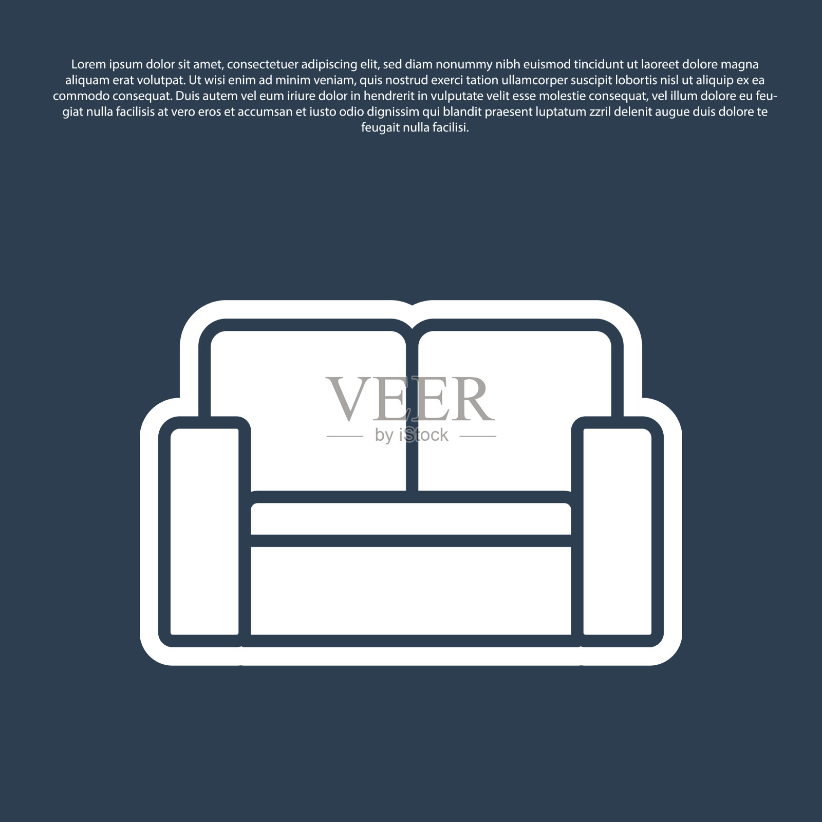 蓝色线影院椅子图标孤立在蓝色上插画图片素材