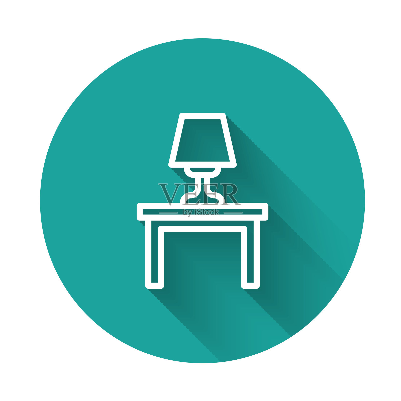 白线台灯与桌面上的图标隔离插画图片素材