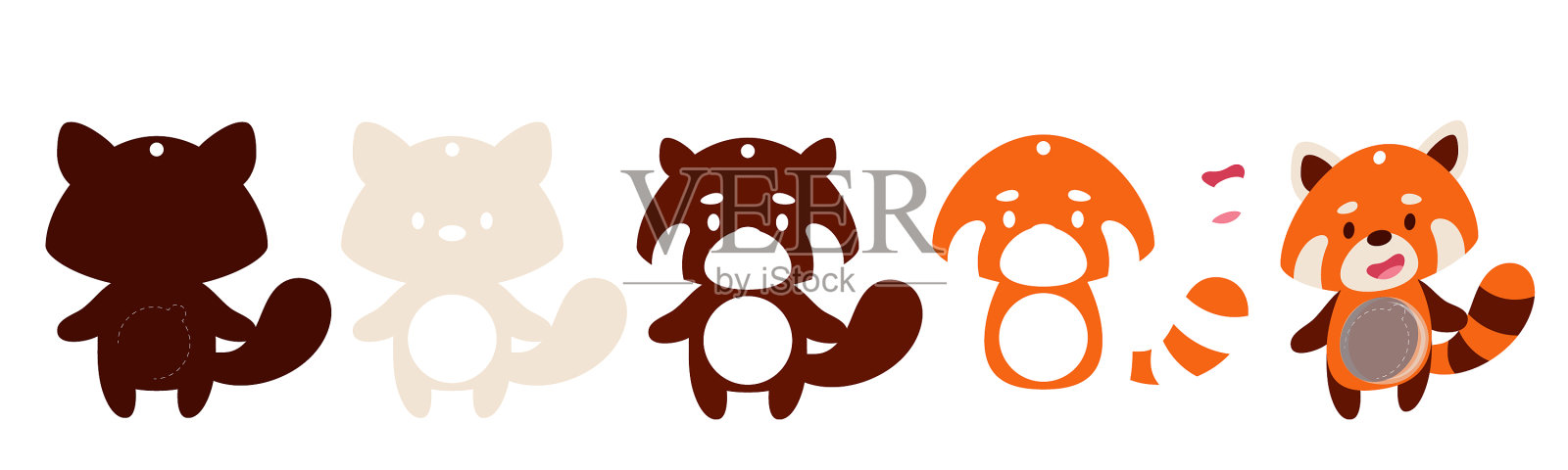 可爱的红色熊猫糖果装饰层纸插画图片素材