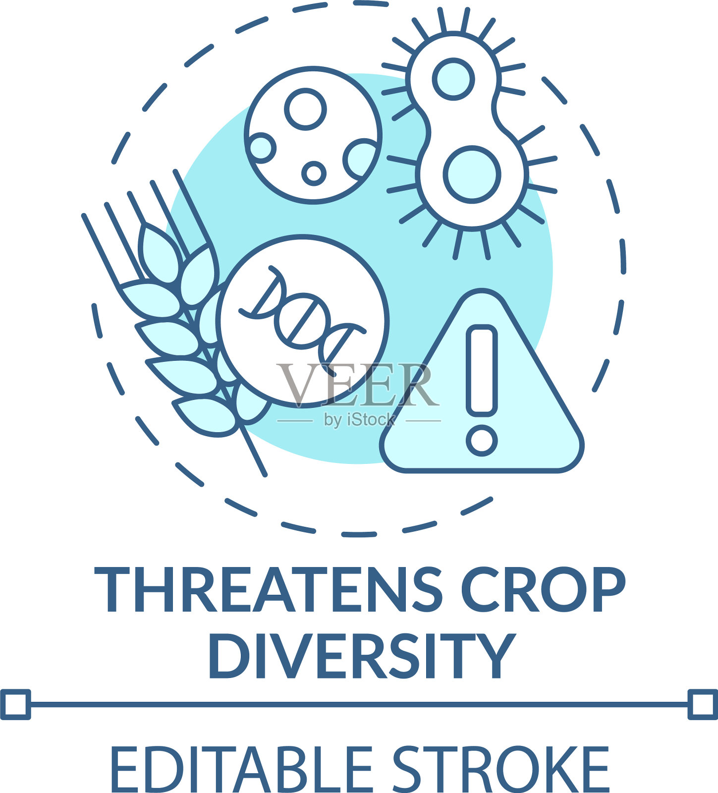 威胁作物多样性的绿松石概念图标插画图片素材