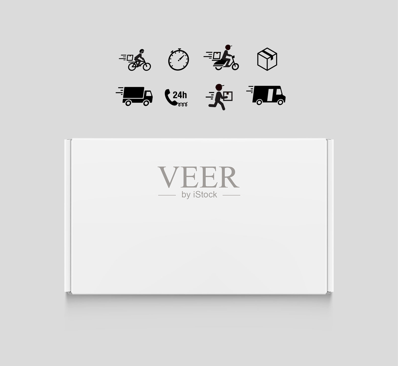 现实紧密的邮筒模型与交付标志设置。插画图片素材