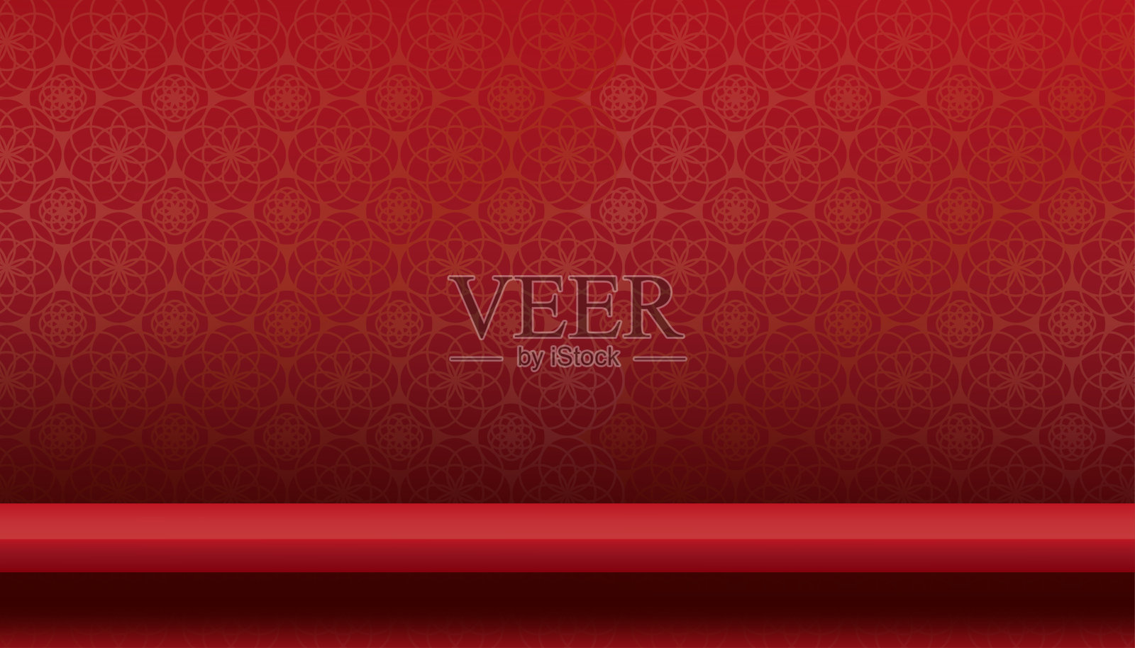 红色背景3d工作室房间的货架上红色的月球墙纸背景，矢量最小设计中秋节与亚洲艺术风格的背景拍摄，产品介绍，中国新年插画图片素材