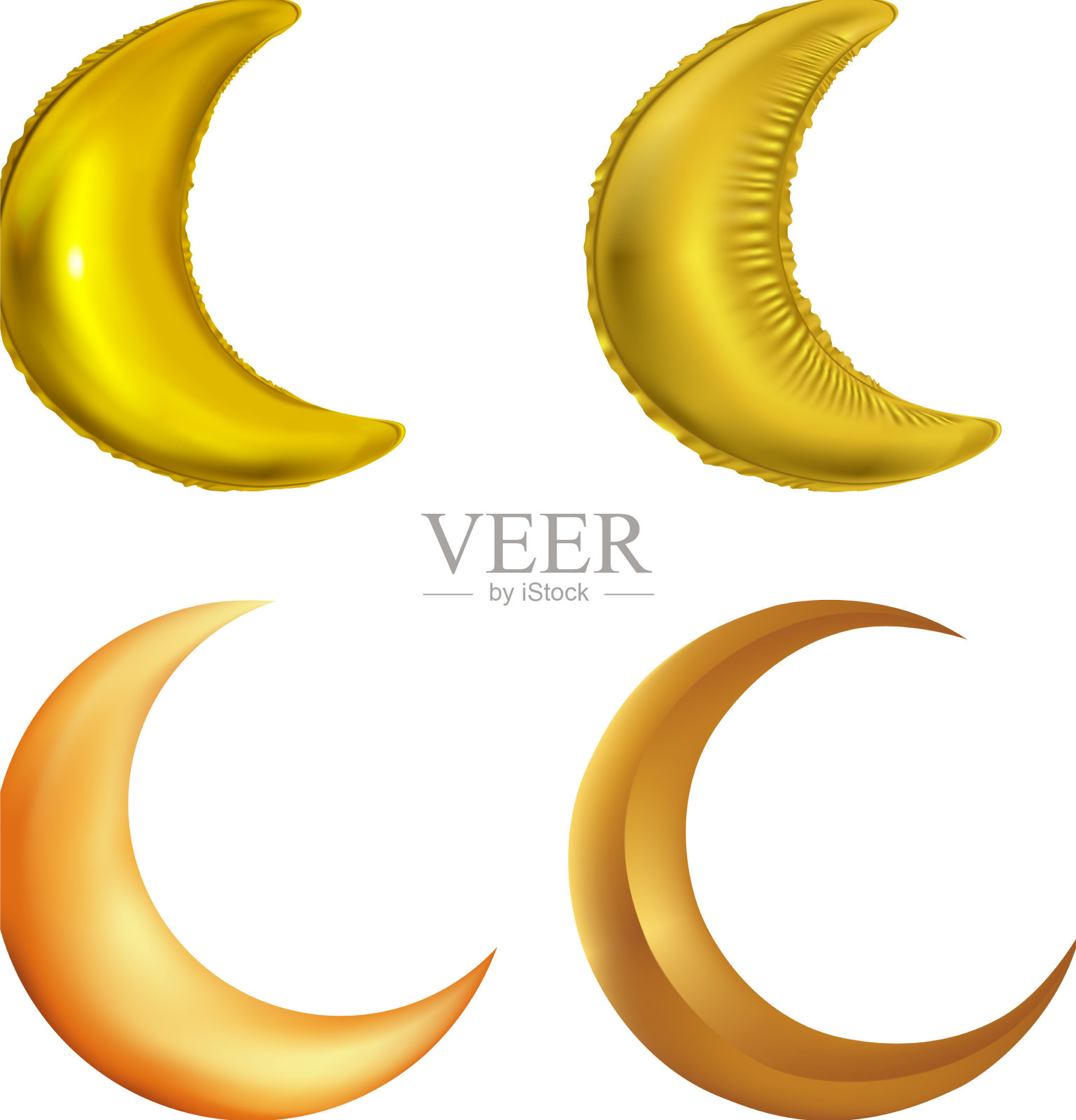 3d金色新月和气球效果一半插画图片素材