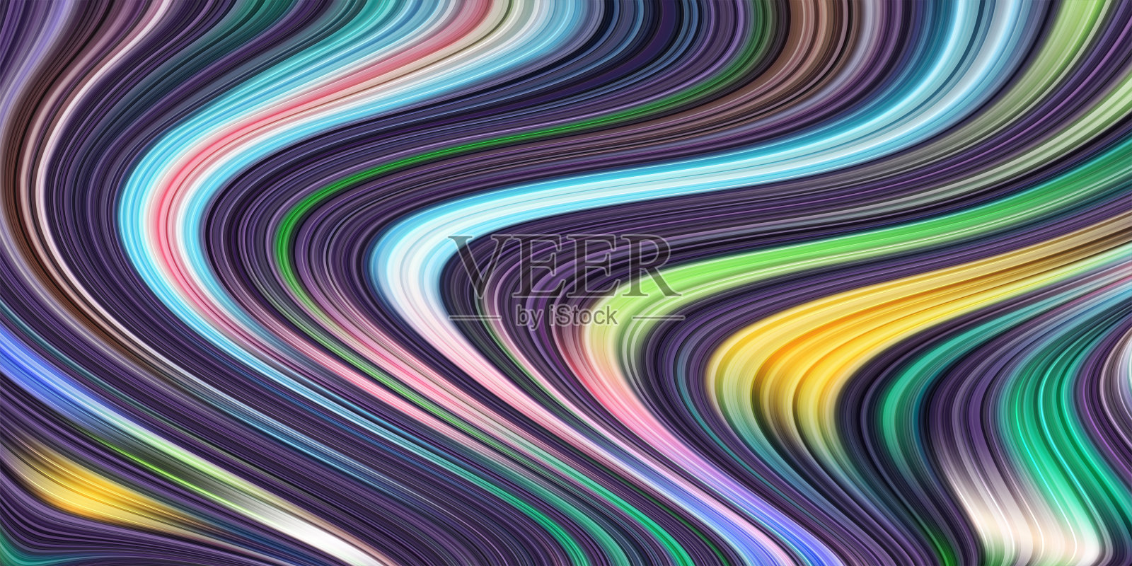 抽象多彩的艺术线条波浪形插画图片素材