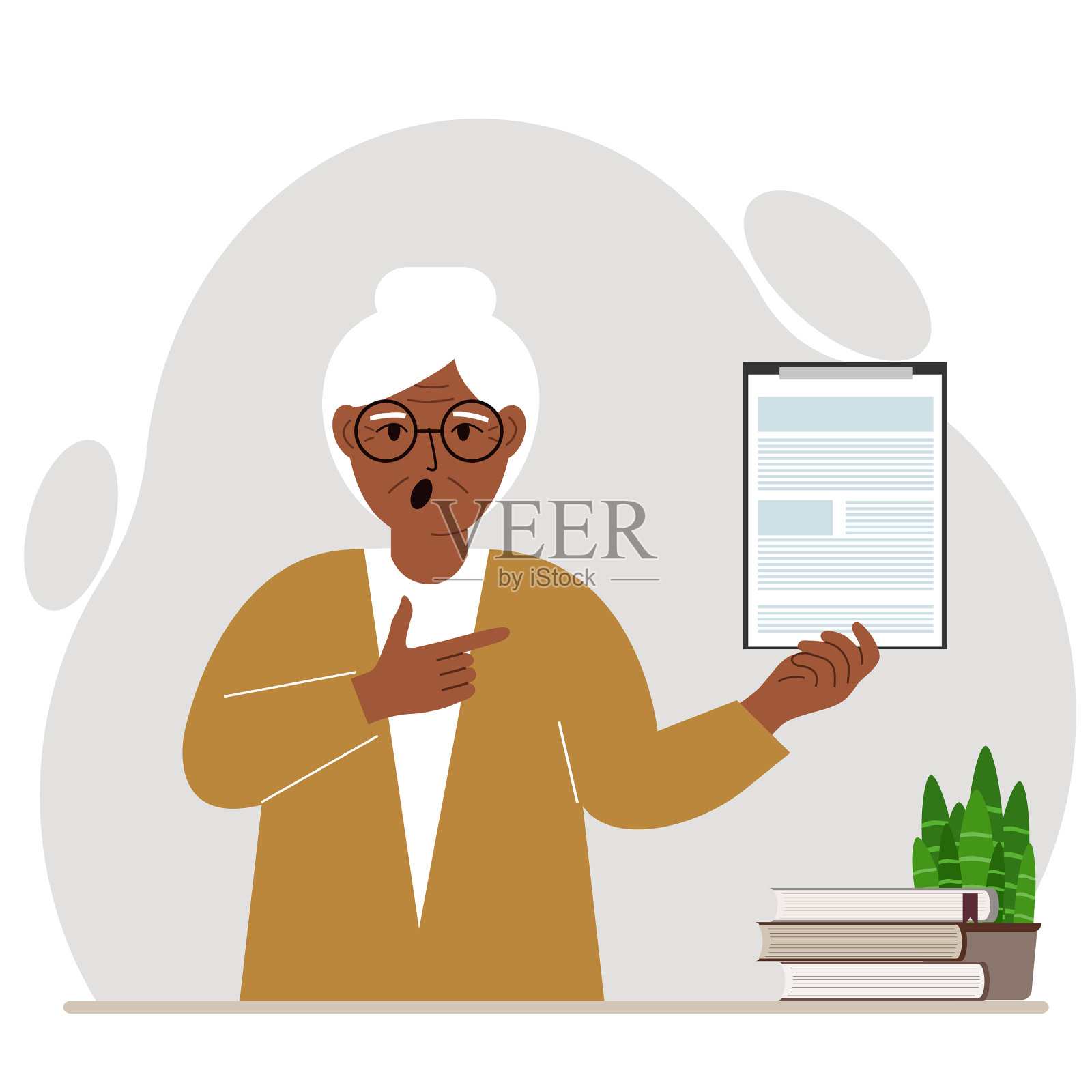 尖叫的奶奶张着嘴抱着一个设计元素图片