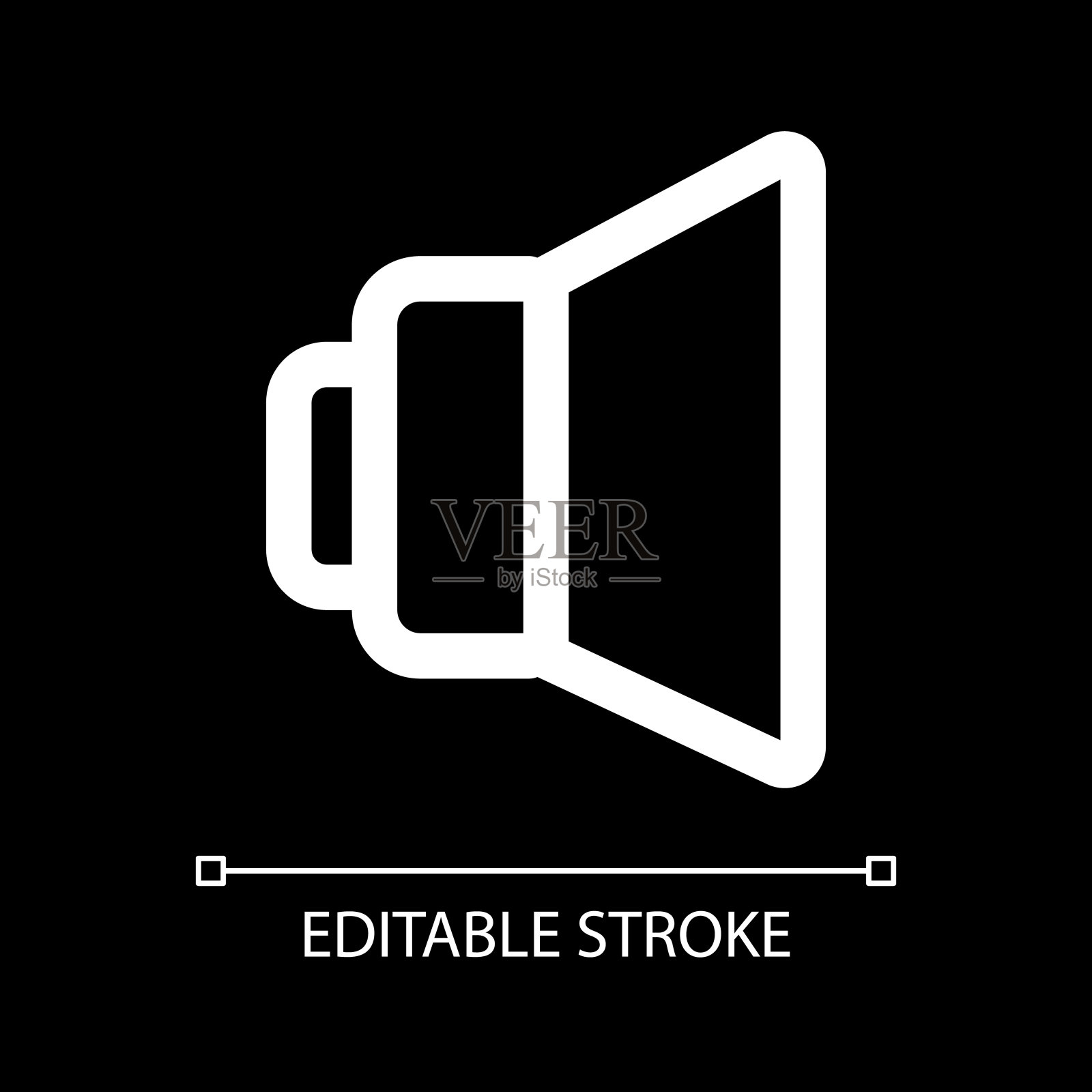 声音白色线性ui图标为黑暗主题插画图片素材