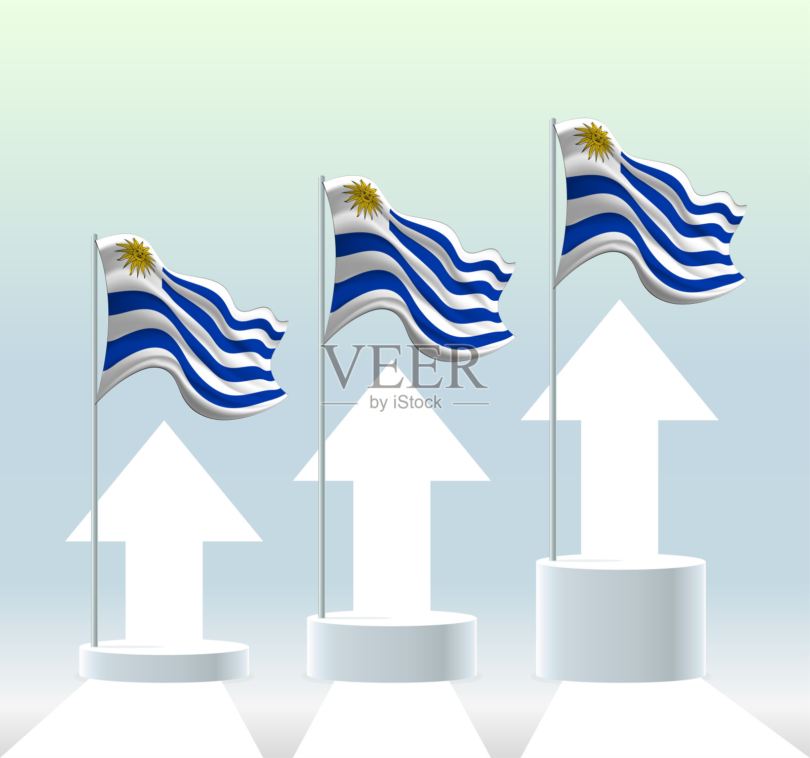 乌拉圭国旗。这个国家处于上升趋势。插画图片素材