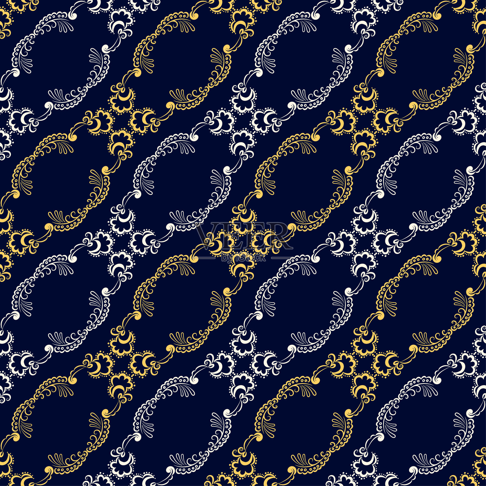 无缝矢量复古图案纺织设计，纸张，三色背景插画图片素材