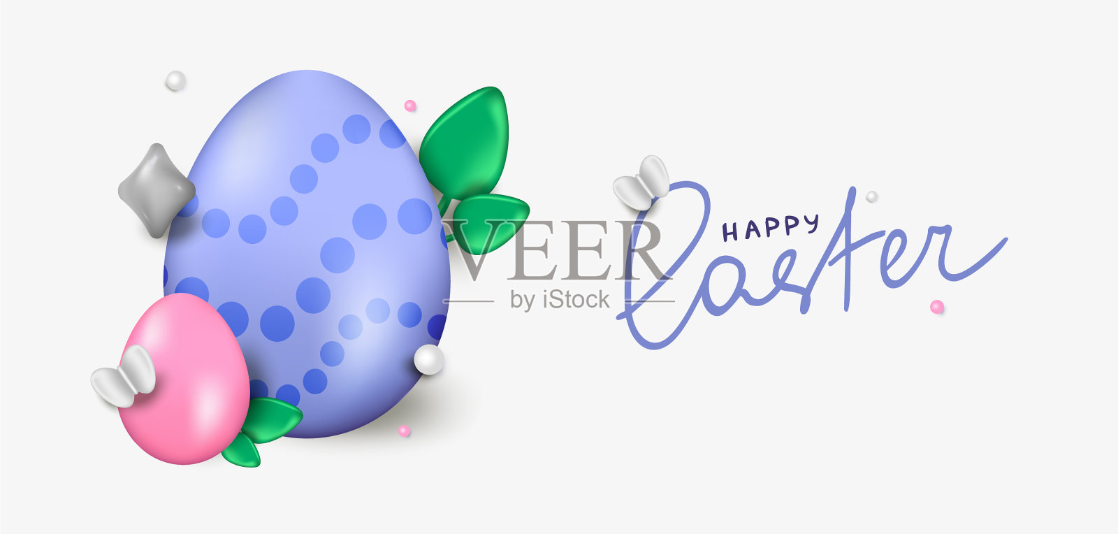 复活节这天设计逼真的复活节彩蛋插画图片素材