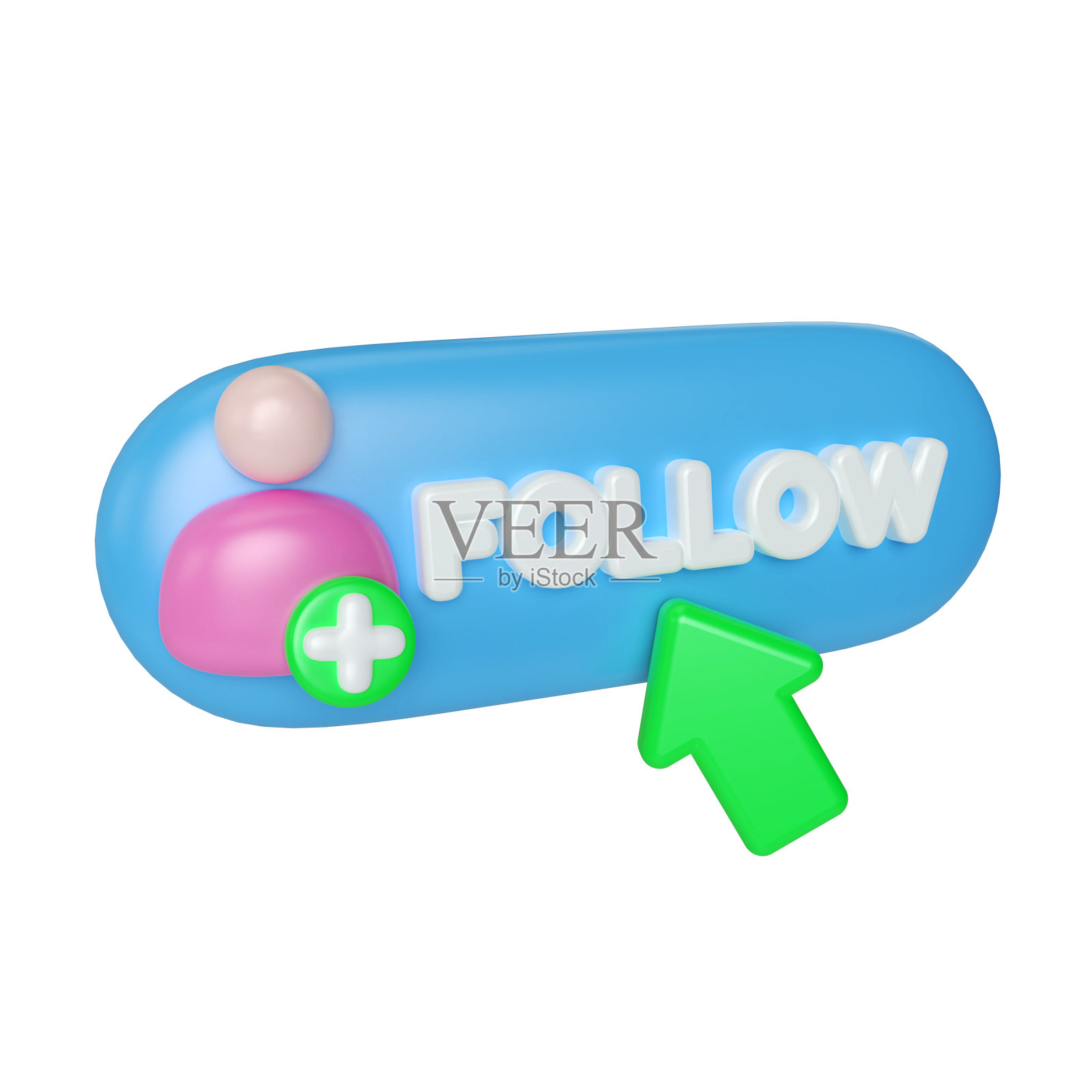 跟随3D插图图标照片摄影图片