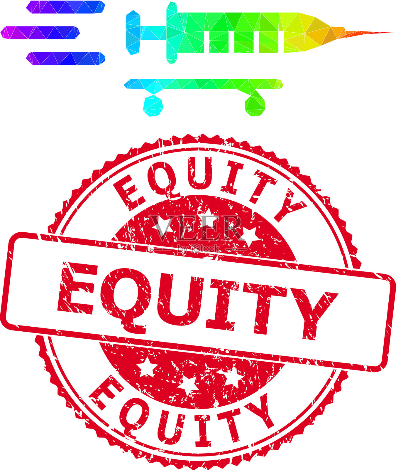 Round grunge股票邮票与低poly插画图片素材