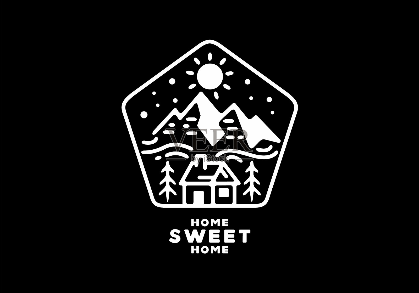 五角大楼徽章家甜蜜家线艺术插画图片素材