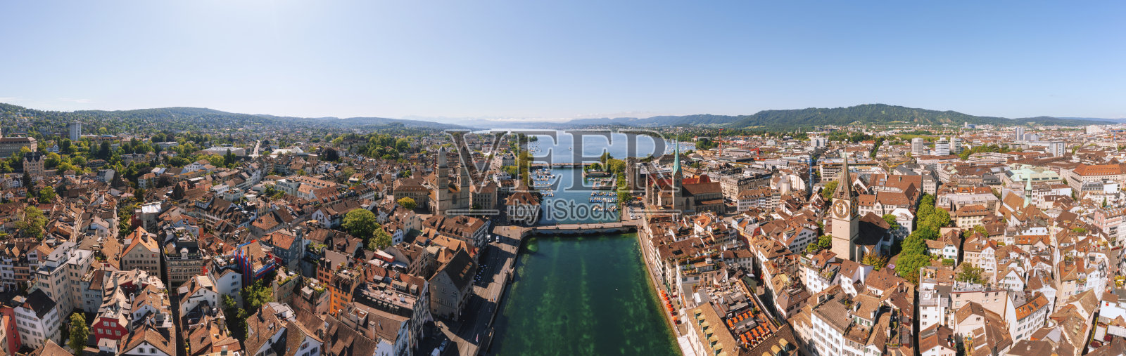瑞士苏黎世市区的鸟瞰图照片摄影图片