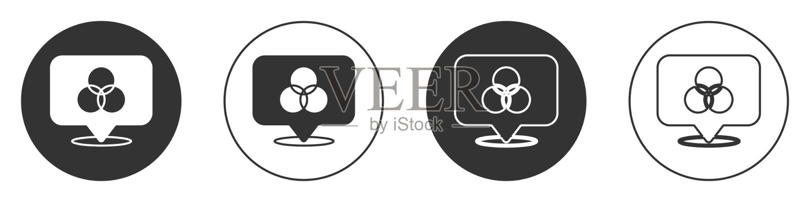 黑色RGB和cmyk颜色混合图标隔离上图标素材