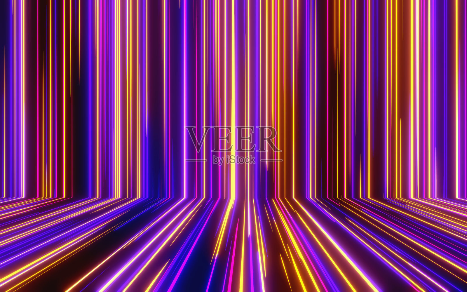 抽象的科幻霓虹灯背景。发光的光速带在运动。网络网络数据。3 d渲染插图。照片摄影图片