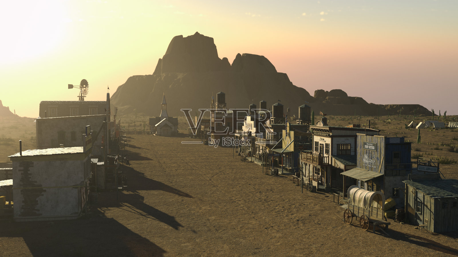 蛮荒的西村在日出照片摄影图片