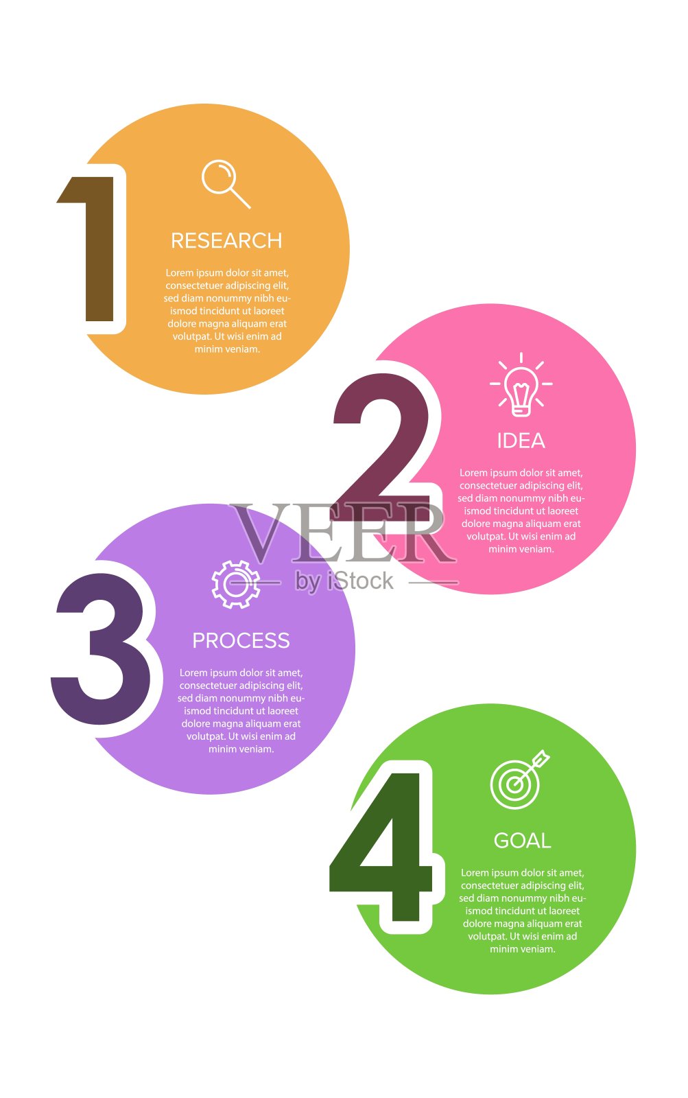 垂直信息图形设计与图标和4个选项或步骤。细线。信息图的业务概念。可用于信息图形、流程图、演示文稿、移动网站、印刷材料。插画图片素材