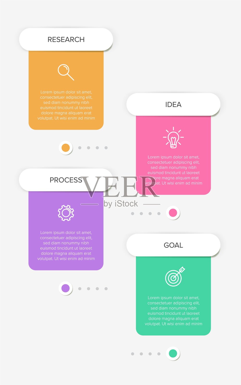 垂直信息图形设计与图标和4个选项或步骤。细线。信息图的业务概念。可用于信息图形、流程图、演示文稿、移动网站、印刷材料。插画图片素材