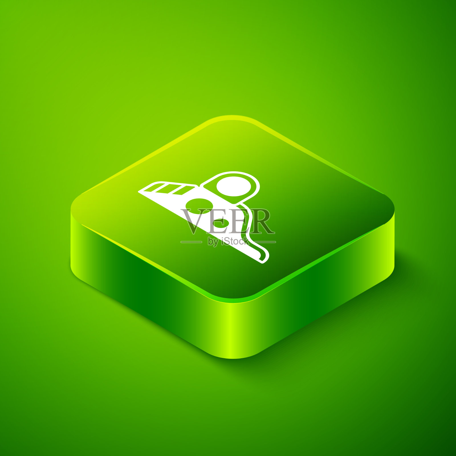 等距滑动操场图标孤立在绿色插画图片素材