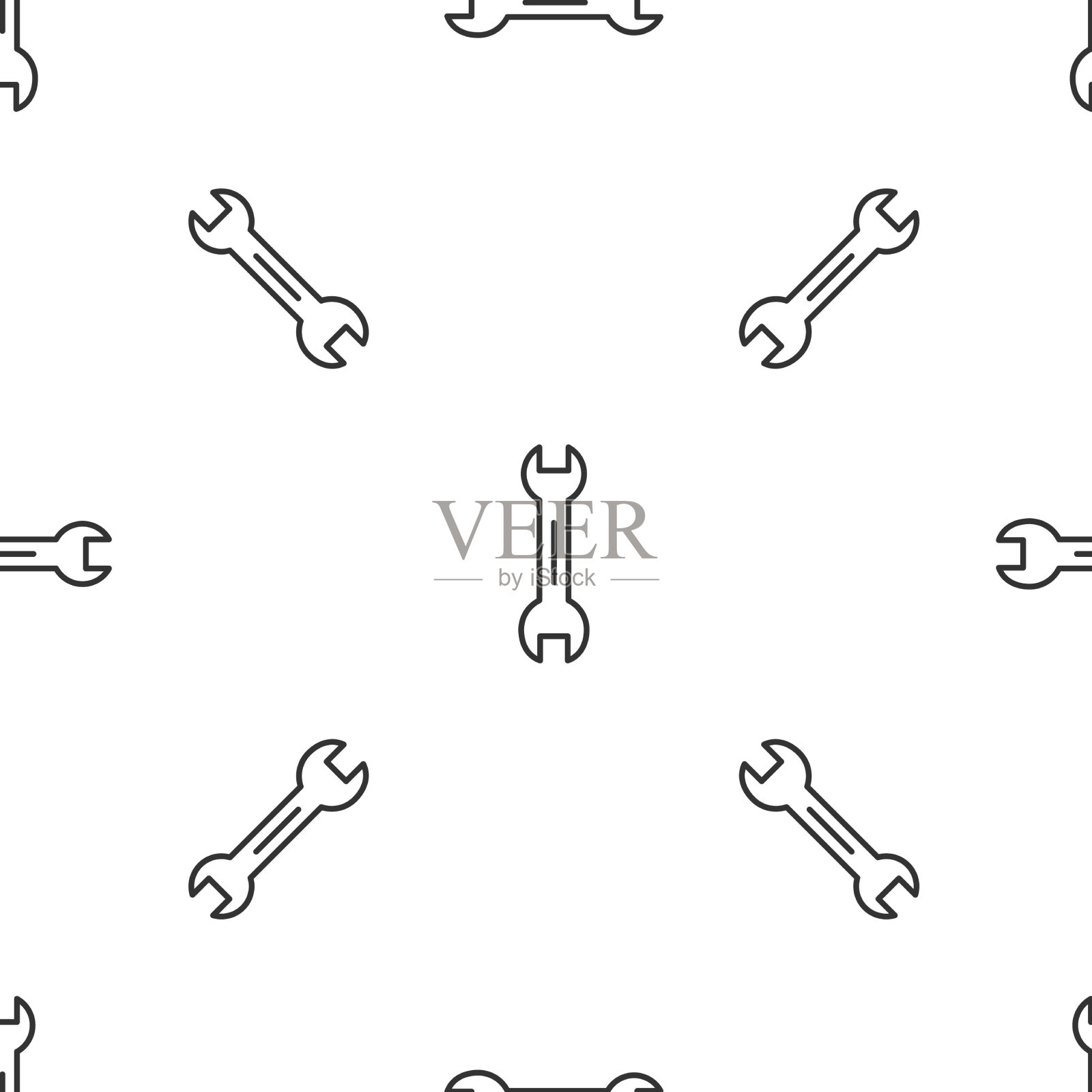 灰色线扳手扳手图标隔离无缝插画图片素材