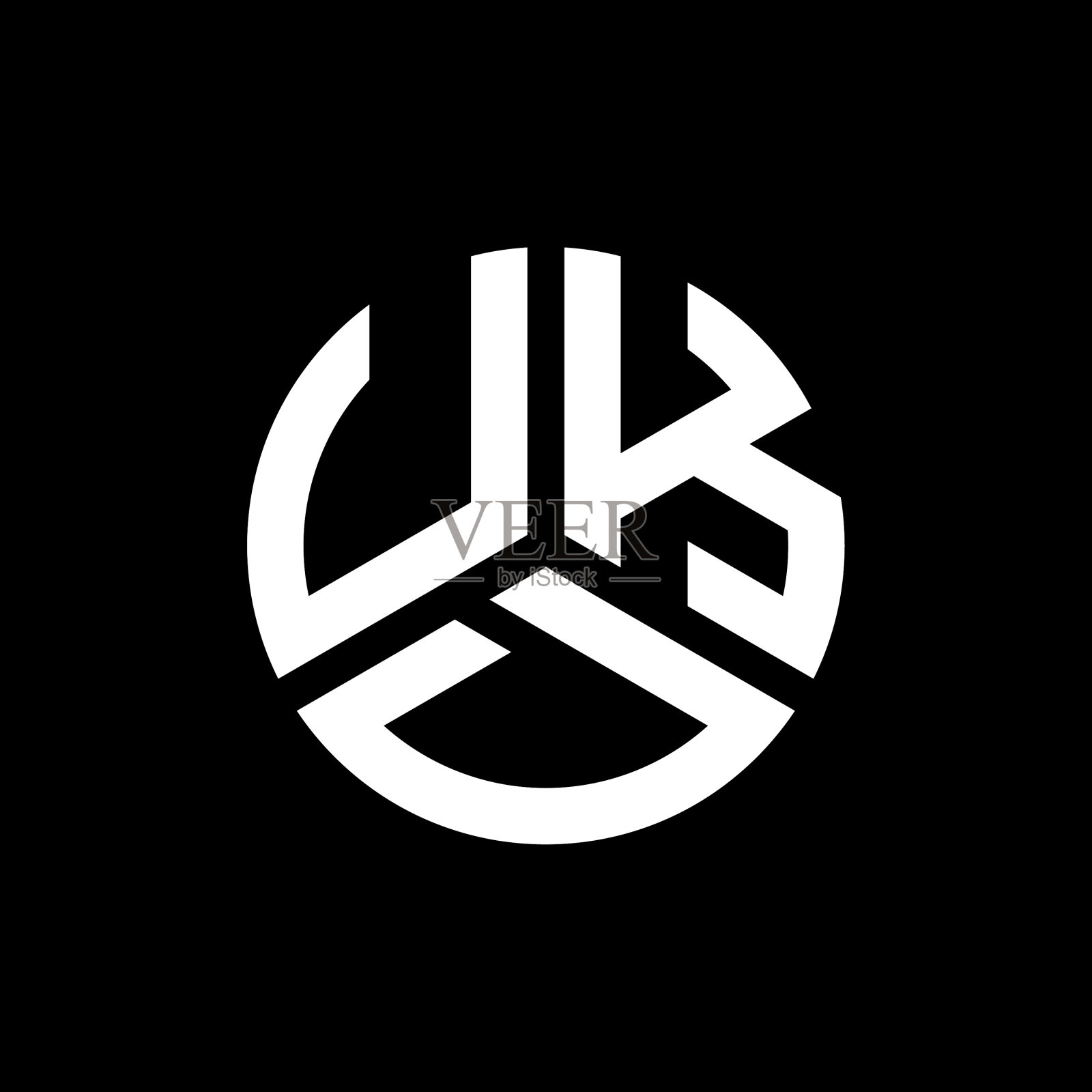 黑色背景Ukd字母logo设计插画图片素材