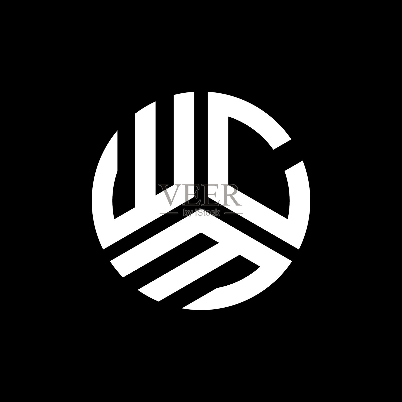 WCM字母logo设计，黑色背景WCM插画图片素材