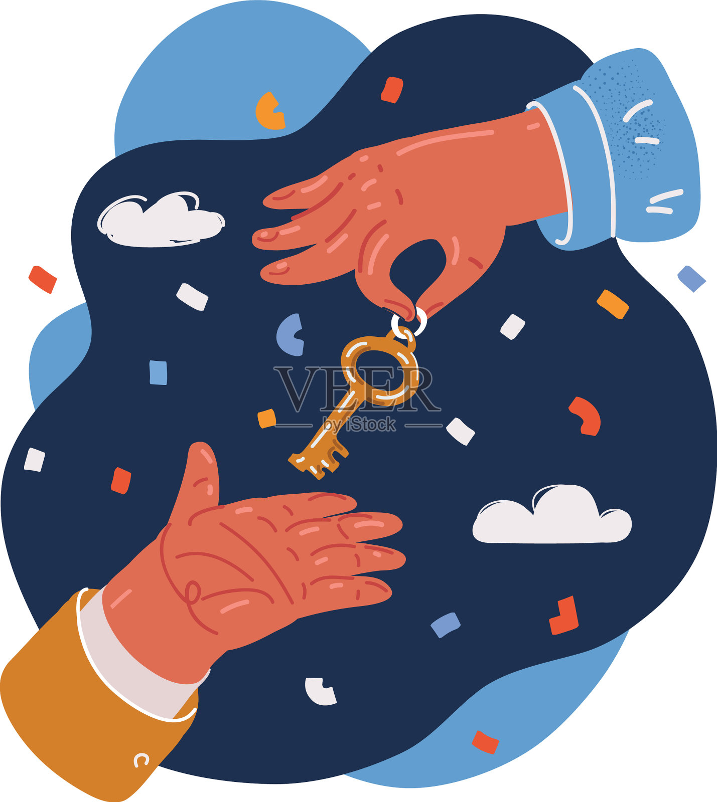 钥匙和手的卡通设计元素图片