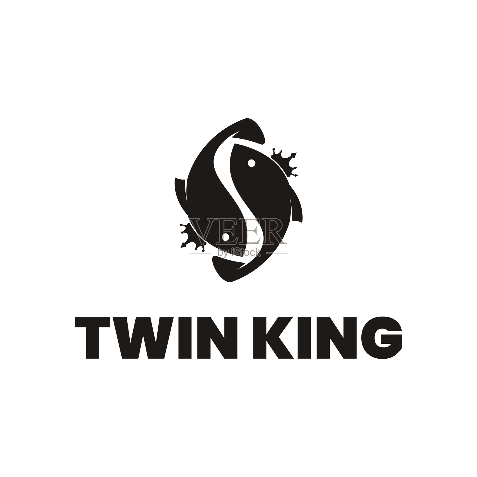 双鱼王logo设计插画图片素材