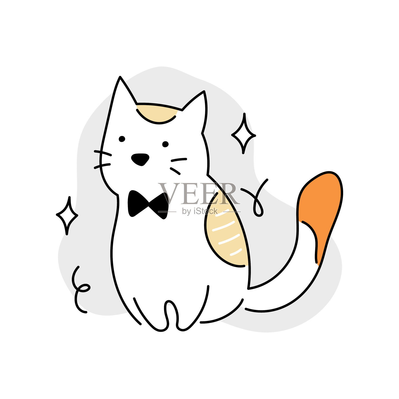 带蝴蝶结的可爱猫设计元素图片