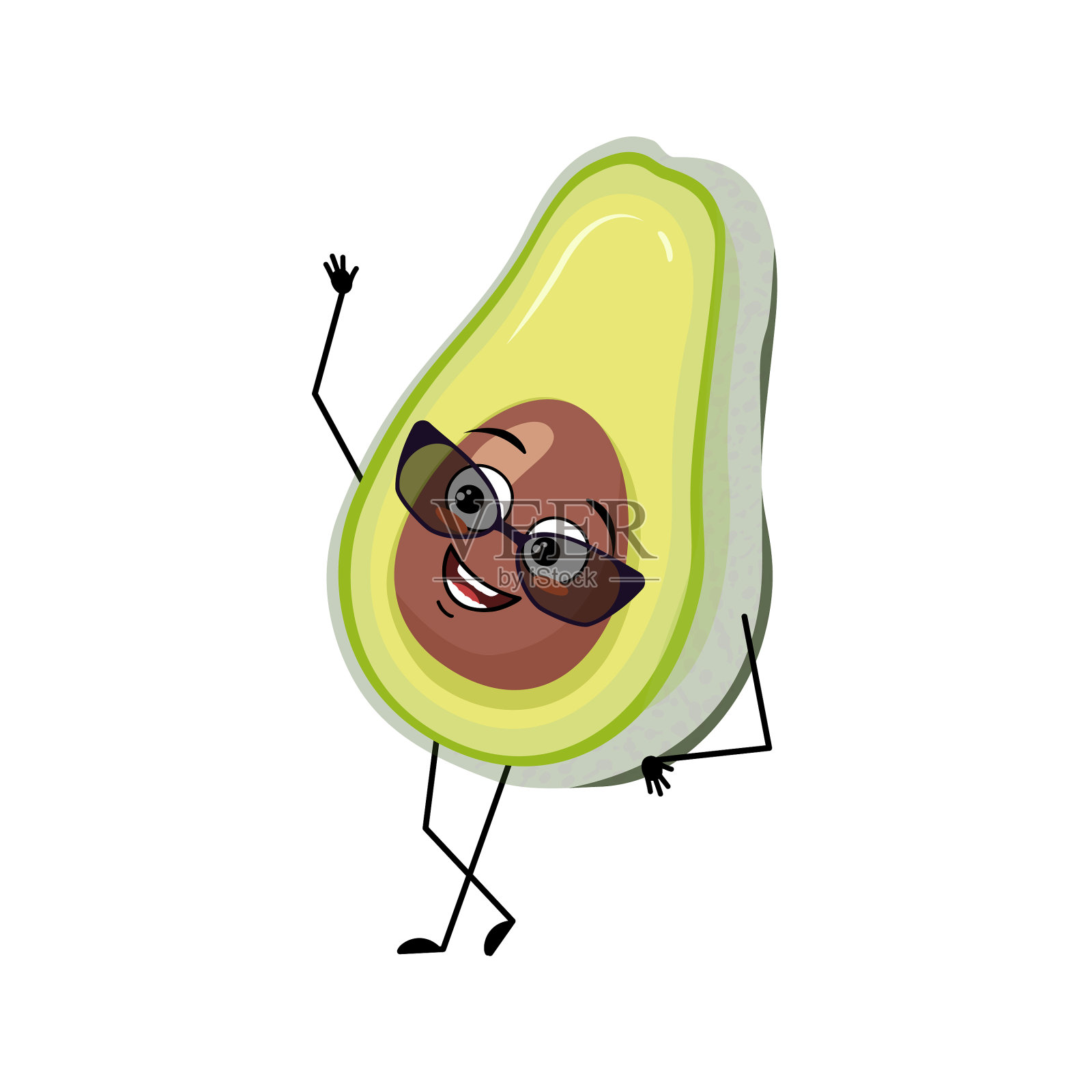 牛油果性格与快乐的情绪与眼镜设计元素图片